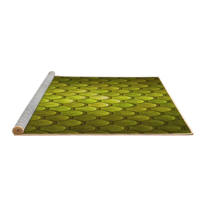 Sideview of Machine Washable Transitional Green Rug, wshpat2859yw