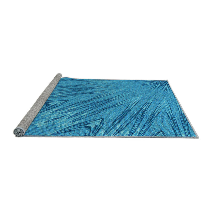Sideview of Machine Washable Transitional Neon Blue Rug, wshpat2861lblu