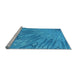 Sideview of Machine Washable Transitional Neon Blue Rug, wshpat2861lblu