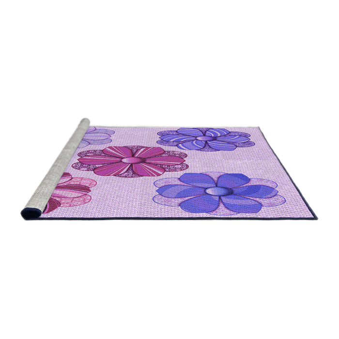 Sideview of Machine Washable Transitional Blossom Pink Rug, wshpat2863pur