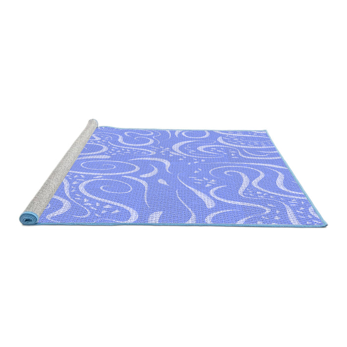 Sideview of Machine Washable Transitional Sky Blue Rug, wshpat2865blu