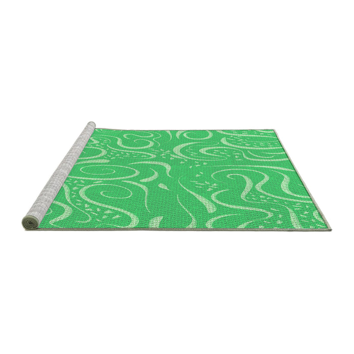 Sideview of Machine Washable Transitional Neon Green Rug, wshpat2865grn