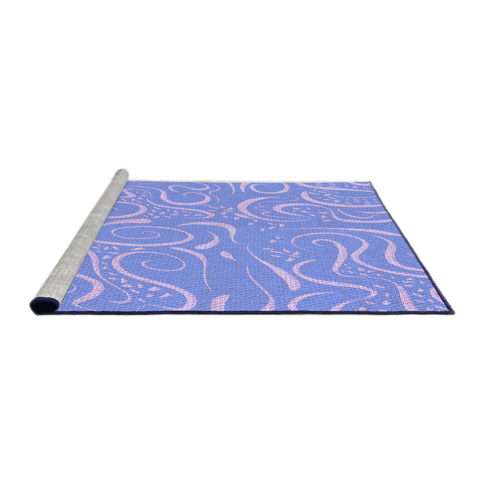 Sideview of Machine Washable Transitional Sky Blue Rug, wshpat2865pur
