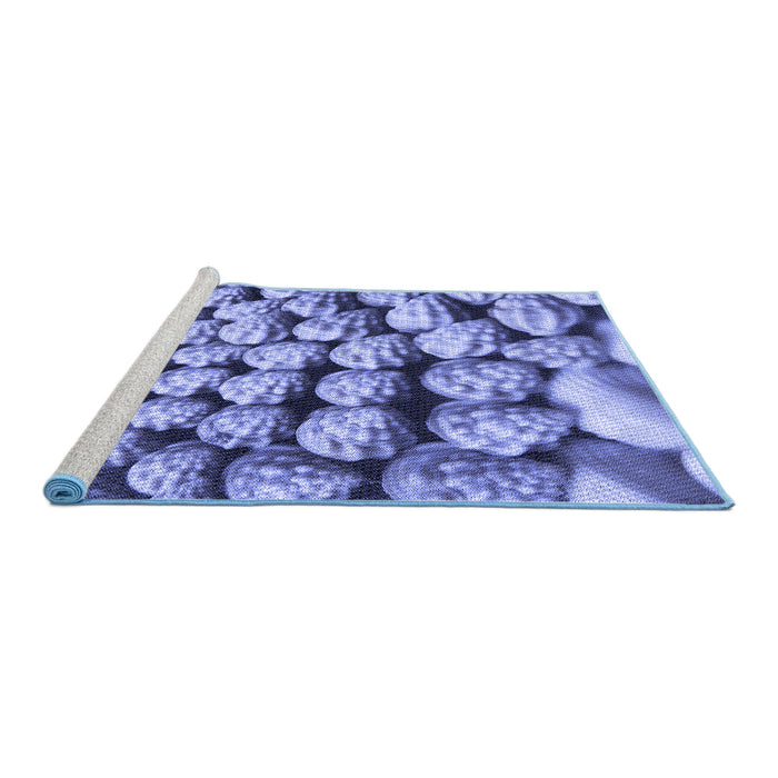 Sideview of Machine Washable Transitional Denim Blue Rug, wshpat2866blu