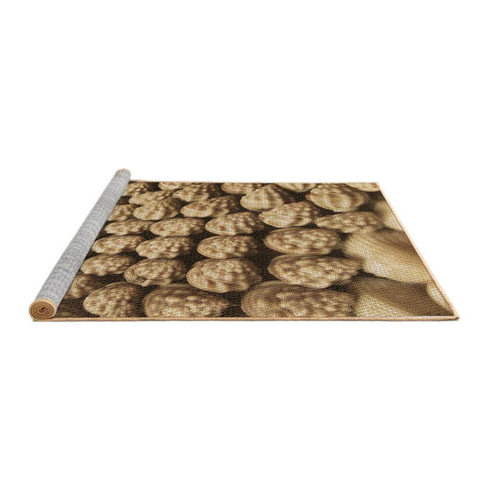 Sideview of Machine Washable Transitional Yellow Orange Rug, wshpat2866brn