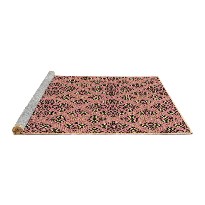 Sideview of Machine Washable Transitional Light Salmon Rose Pink Rug, wshpat2868brn
