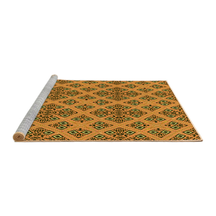 Sideview of Machine Washable Transitional Saddle Brown Rug, wshpat2868yw