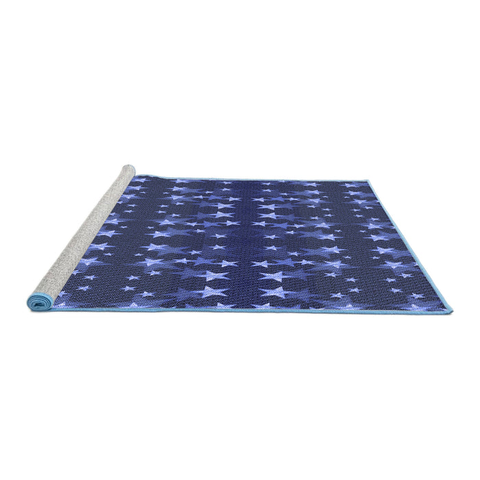 Sideview of Machine Washable Transitional Royal Blue Rug, wshpat2869blu