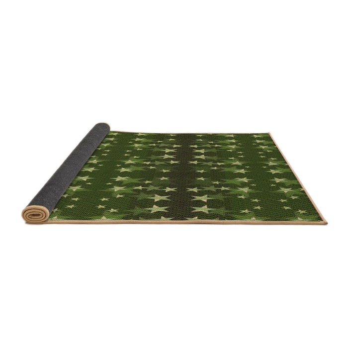 Thickness of Patterned Dark Forest Green Rug, pat2869brn