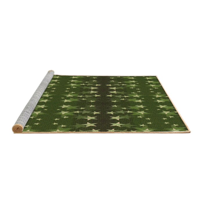 Sideview of Machine Washable Transitional Dark Forest Green Rug, wshpat2869brn