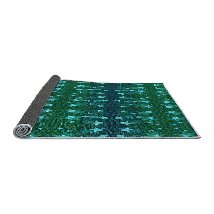 Thickness of Patterned Deep Teal Green Rug, pat2869lblu