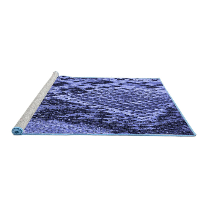 Sideview of Machine Washable Transitional Sky Blue Rug, wshpat287blu