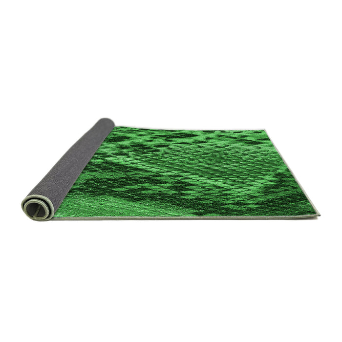 Thickness of Patterned Deep Emerald Green Rug, pat287grn