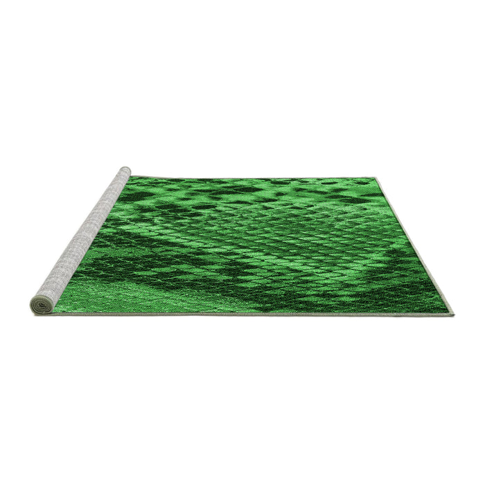 Sideview of Machine Washable Transitional Deep Emerald Green Rug, wshpat287grn