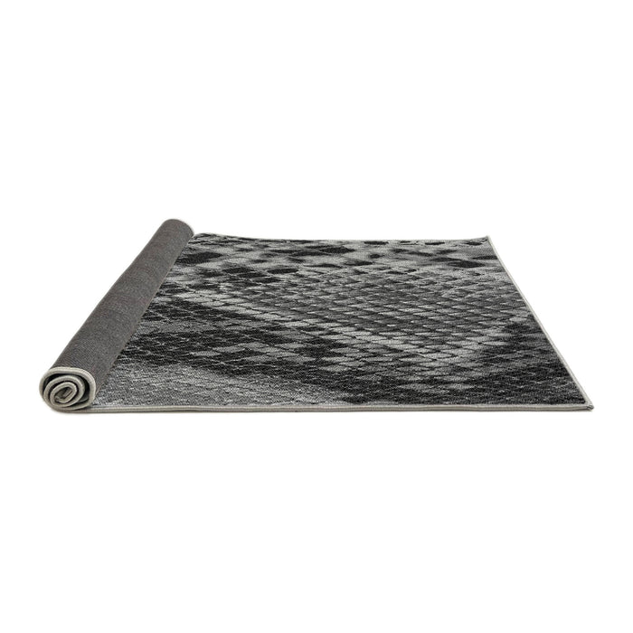 Thickness of Patterned Dark Gray Black Rug, pat287gry