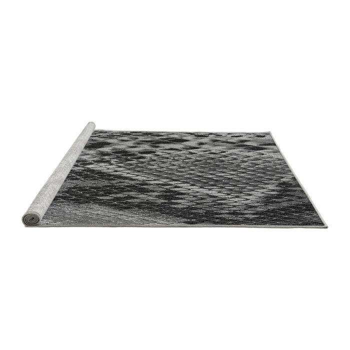 Sideview of Machine Washable Transitional Dark Gray Black Rug, wshpat287gry