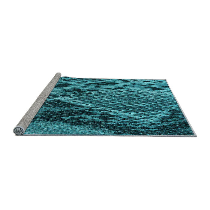Sideview of Machine Washable Transitional Bright Turquoise Blue Rug, wshpat287lblu