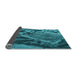 Thickness of Patterned Bright Turquoise Blue Rug, pat287lblu