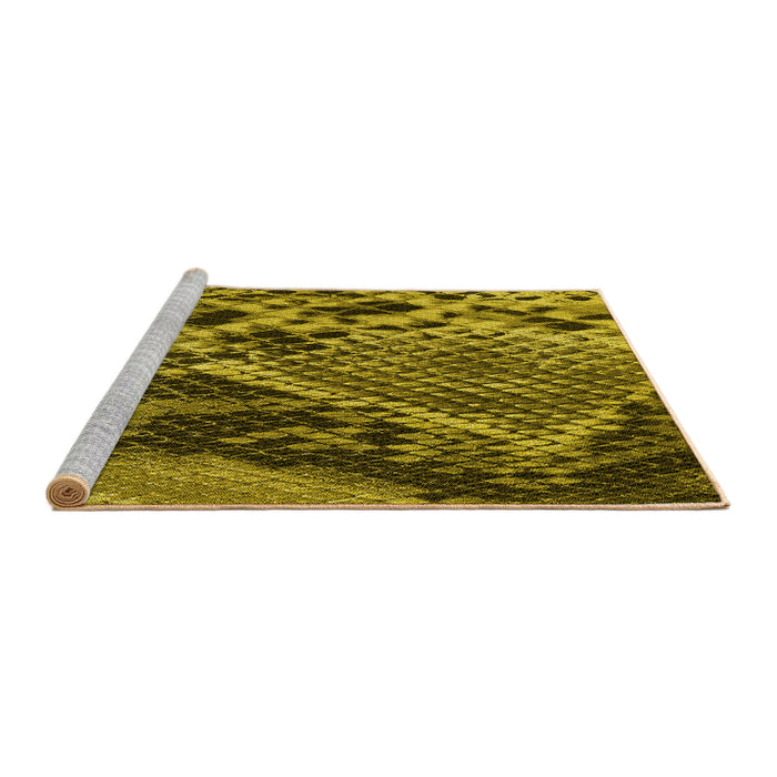 Sideview of Machine Washable Transitional Yellow Rug, wshpat287yw