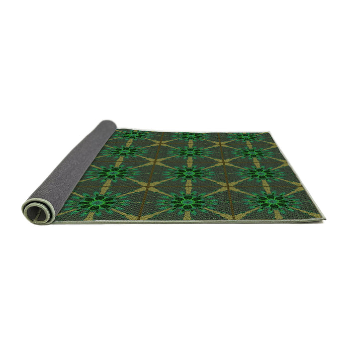 Thickness of Patterned Dark Lime Green Rug, pat2870grn