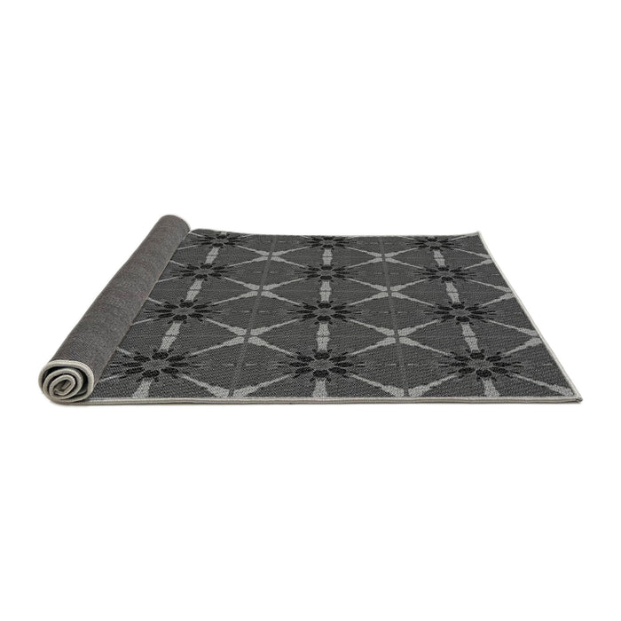 Thickness of Patterned Dark Gray Black Rug, pat2870gry