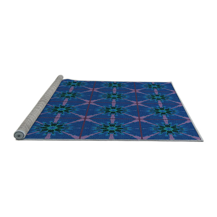 Sideview of Machine Washable Transitional Blue Rug, wshpat2870lblu