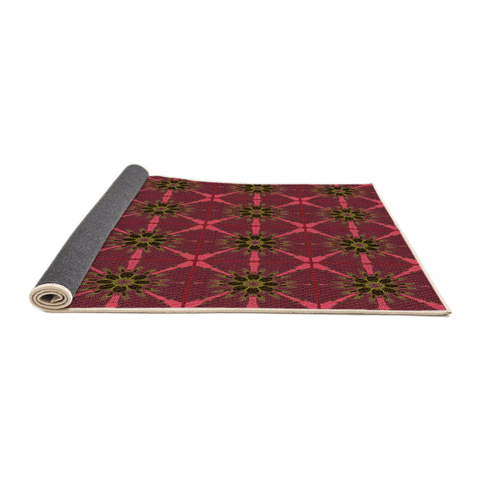 Thickness of Patterned Fire Brick Red Rug, pat2870org