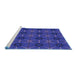 Sideview of Machine Washable Transitional Cobalt Blue Rug, wshpat2871blu