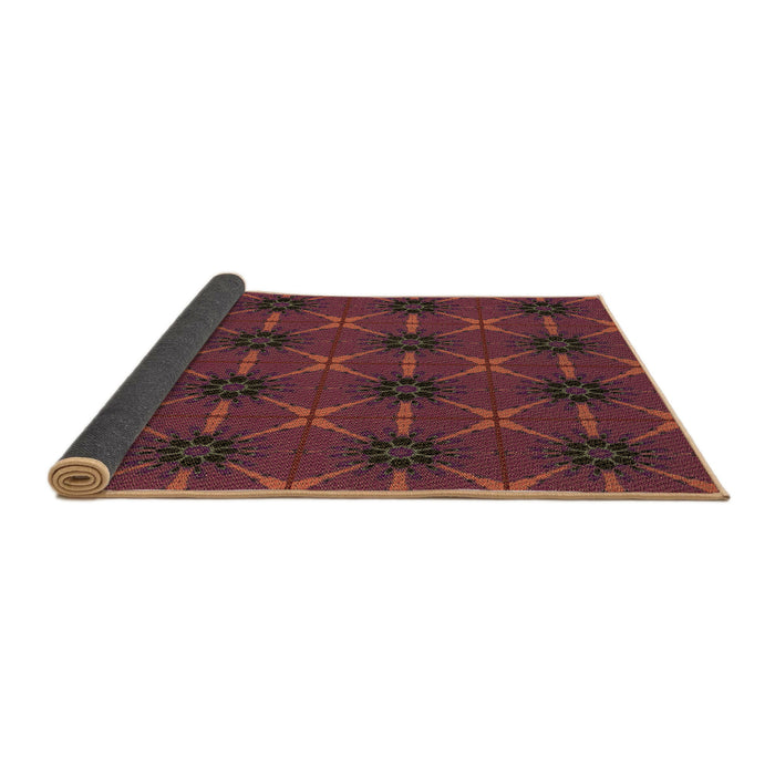 Thickness of Patterned Burgundy Red Rug, pat2871brn
