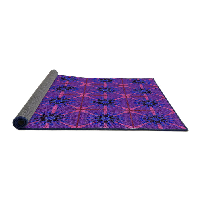 Thickness of Patterned Bright Purple Rug, pat2871pur