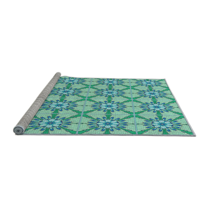 Sideview of Machine Washable Transitional Light Sea Green Rug, wshpat2872lblu