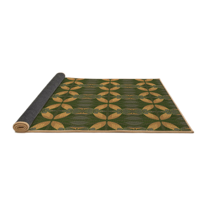 Thickness of Patterned Army Green Rug, pat2874brn