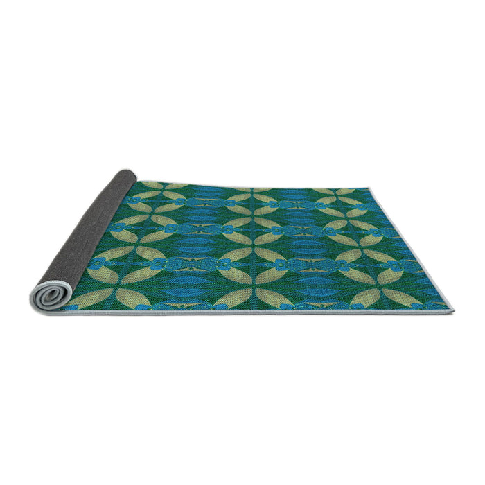 Thickness of Patterned Medium Teal Green Rug, pat2874lblu