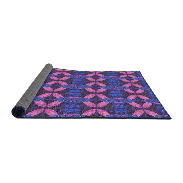 Thickness of Patterned Bright Grape Purple Rug, pat2874pur