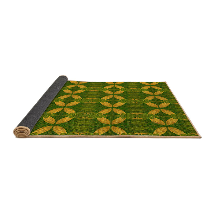 Thickness of Patterned Dark Yellow Green Rug, pat2874yw