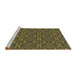 Sideview of Machine Washable Transitional Army Green Rug, wshpat2875brn