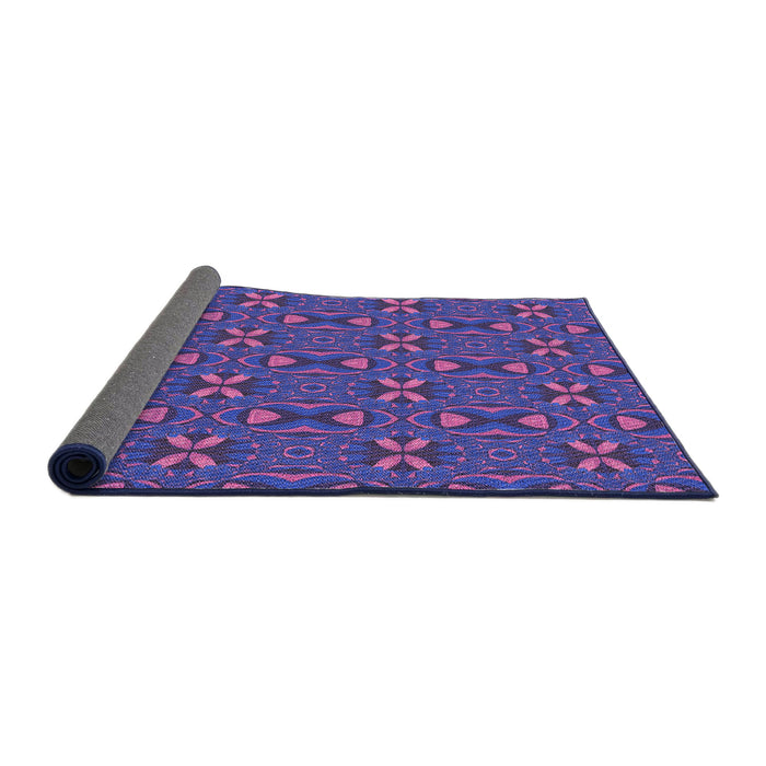 Thickness of Patterned Bright Grape Purple Rug, pat2875pur