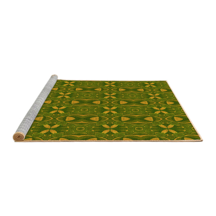 Sideview of Machine Washable Transitional Dark Yellow Green Rug, wshpat2875yw
