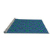 Sideview of Machine Washable Transitional Sapphire Blue Rug, wshpat2876lblu