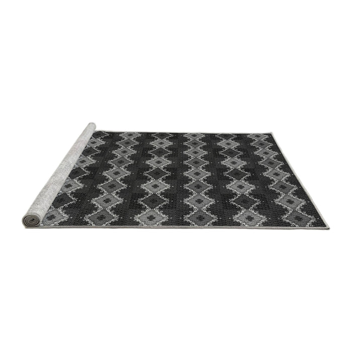 Sideview of Machine Washable Transitional Charcoal Black Rug, wshpat2877gry
