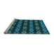 Sideview of Machine Washable Transitional Deep-Sea Blue Rug, wshpat2877lblu