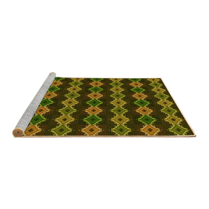 Sideview of Machine Washable Transitional Dark Yellow Green Rug, wshpat2877yw