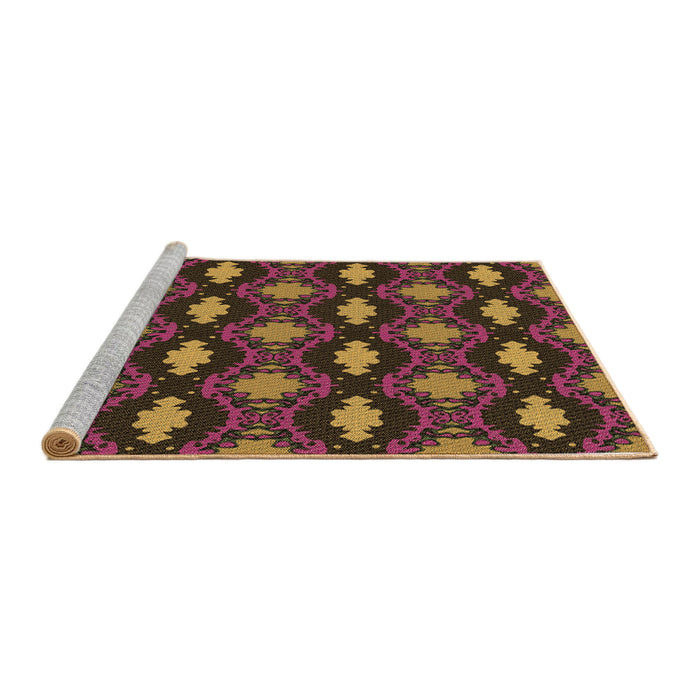 Sideview of Machine Washable Transitional Plum Purple Rug, wshpat2878brn
