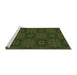 Sideview of Machine Washable Transitional Midnight Gray Rug, wshpat288grn