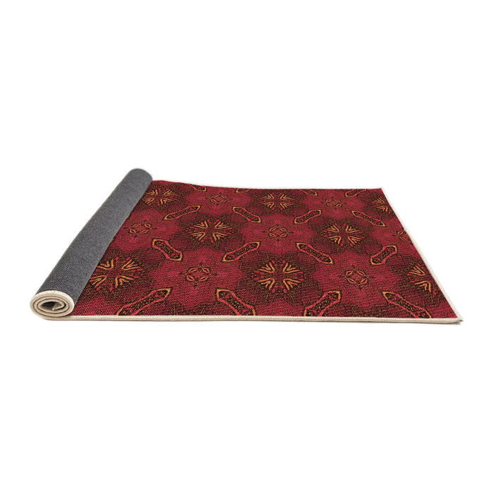 Thickness of Patterned Cranberry Red Rug, pat288org