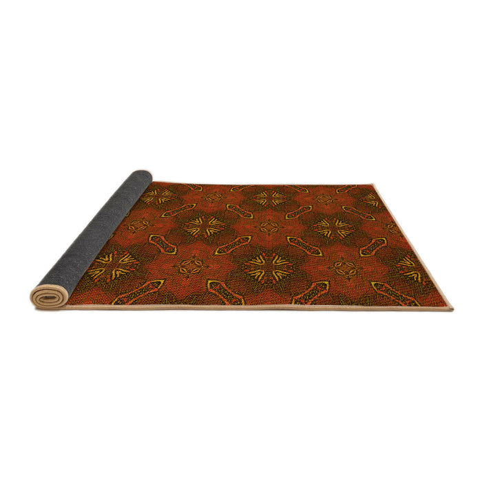 Thickness of Patterned Mahogany Brown Rug, pat288yw