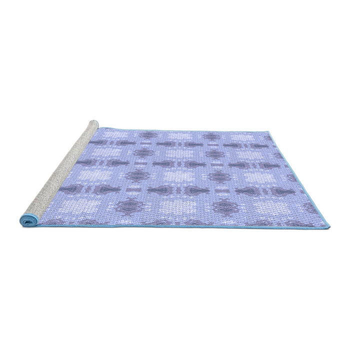 Sideview of Machine Washable Transitional Blue Rug, wshpat2880blu
