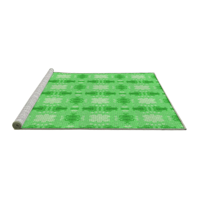 Sideview of Machine Washable Transitional Neon Green Rug, wshpat2880grn
