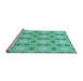 Sideview of Machine Washable Transitional Turquoise Green Rug, wshpat2880lblu