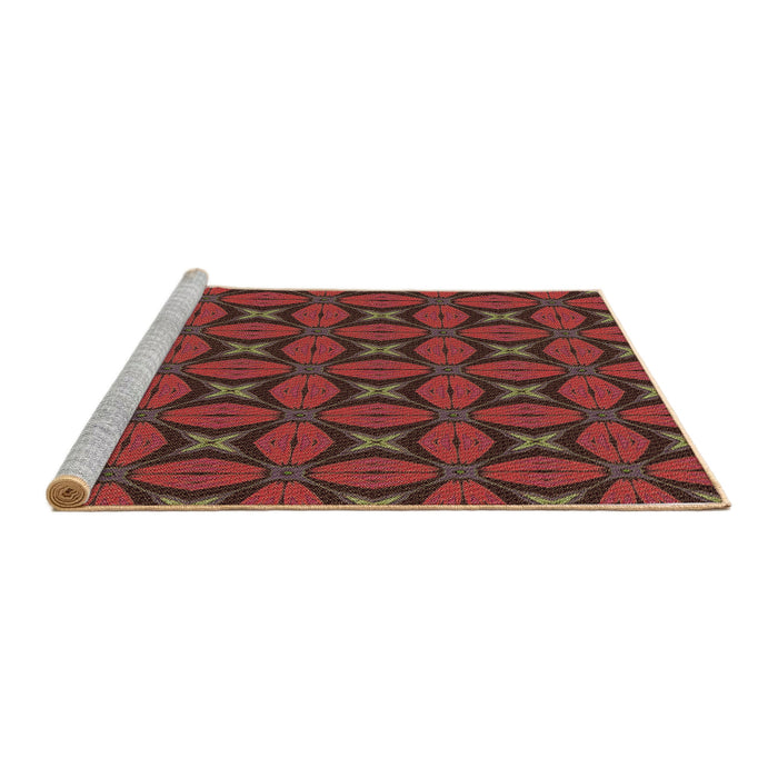 Sideview of Machine Washable Transitional Cranberry Red Rug, wshpat2881brn